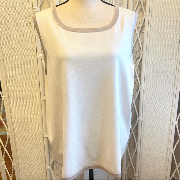 Pendleton Silk Cotton Sweater Shell Tank 2X Cream Taupe Summer Layer - Picture 2 of 15